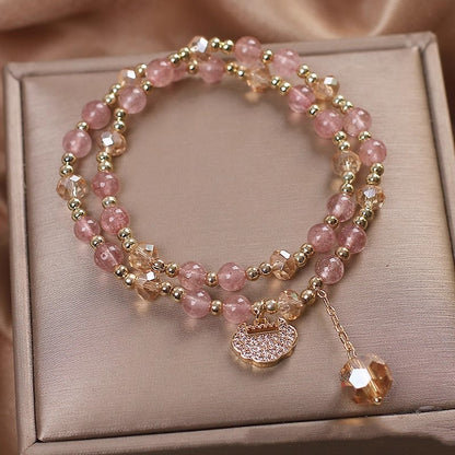 Spring New Double Ring Color Hair Crystal Bracelet For Women