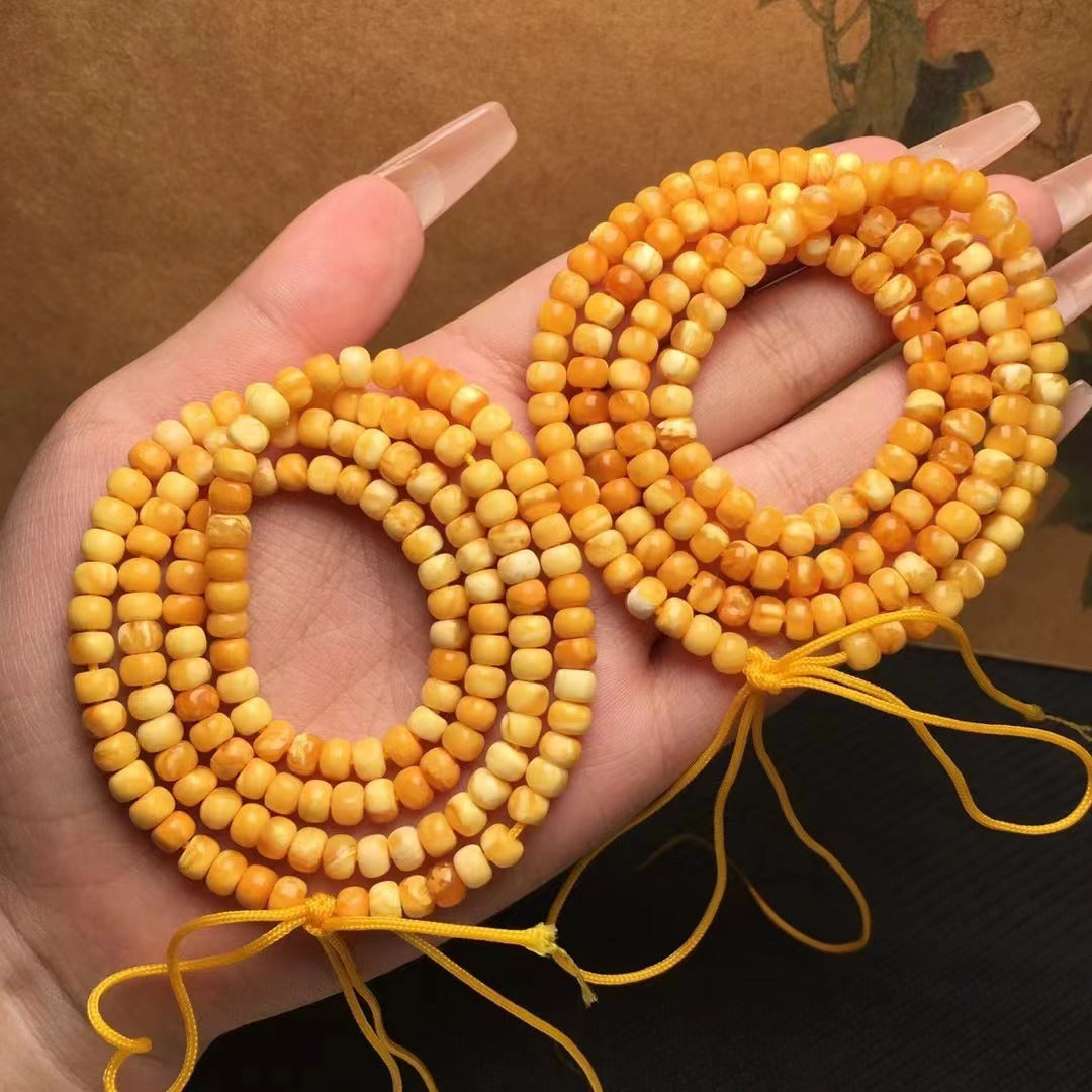 Natural Beeswax Buddha Beaded Necklace Multi-wrap Bracelet