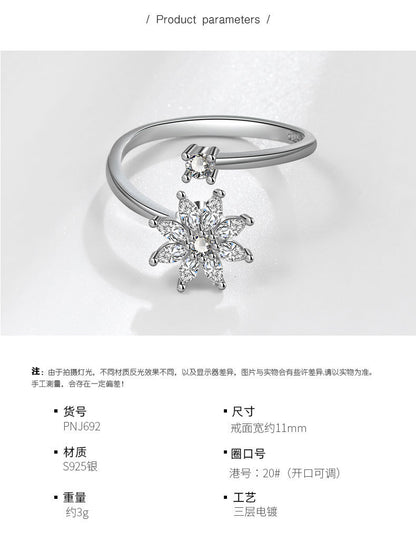 S925 Silver Snowflake Spinning Ring