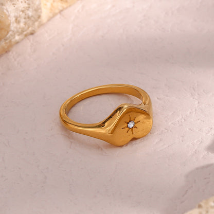 Fashionable And Personalized Popular Peach Heart North Star Ring