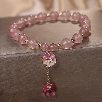 Strawberry Quartz Bracelet Women's Korean-style Fresh Fairy Style