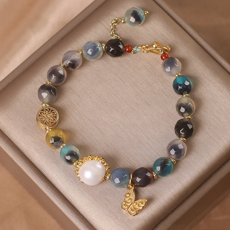 Ethnic Style Natural Heart Agate Bracelet