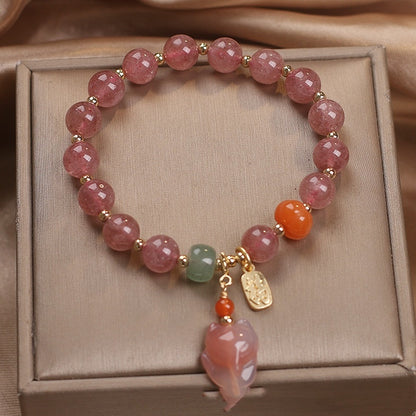 Attracting Male Transfer Natural Strawberry Quartz Bracelet