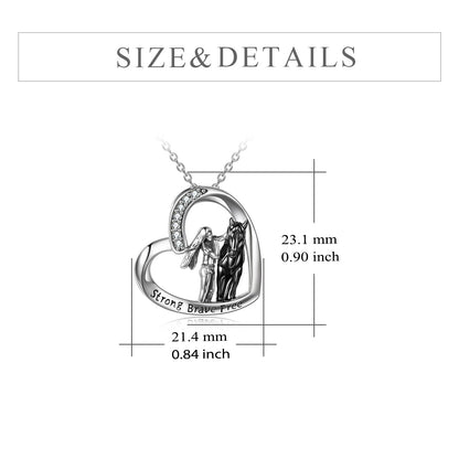 Sterling Silver Horse and Girl Pendant Necklace for Girls Women