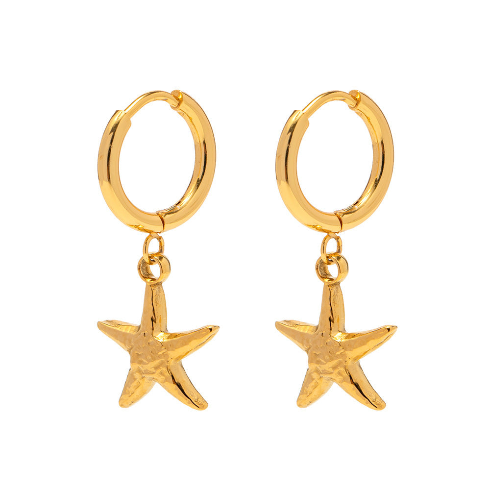 18K Gold Stainless Steel Starfish Pendant For Women All-match