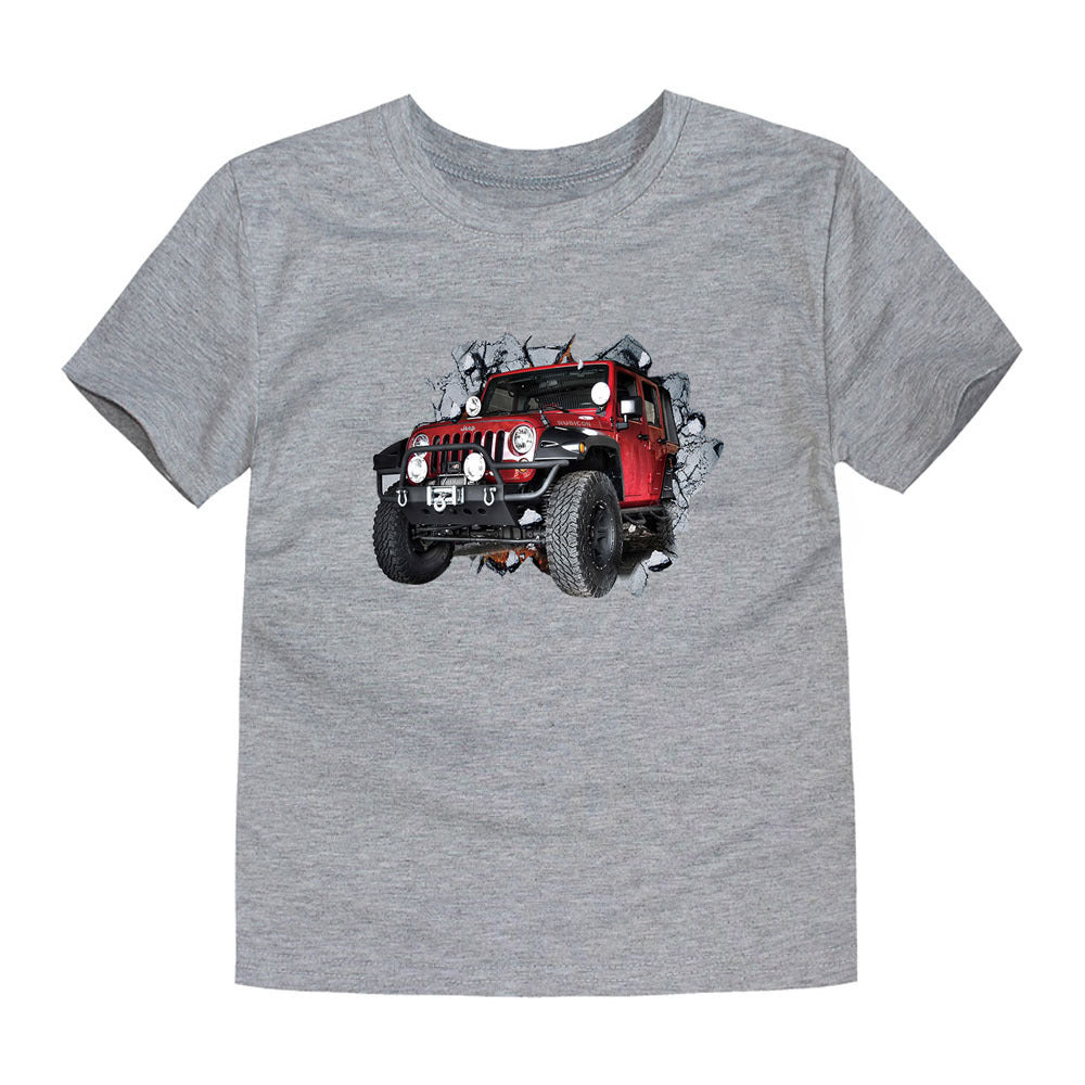 Children's Short-sleeved Cotton Heat Transfer T-shirt For Boys And Girls