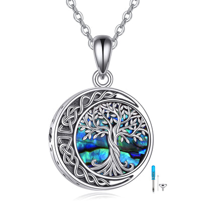 Tree of Life Urn Necklaces for Ashes Sterling Silver Celtic Knot Moon Tree of Life Cremation Jewelry for Ashes Memory Jewelry