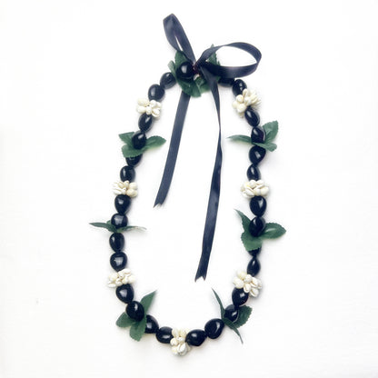 New Acrylic  Nut Black Ribbon Knotted Necklace