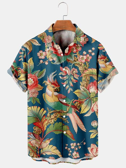 Summer Casual Printed Hawaiian Shirt Men Vacation Seaside