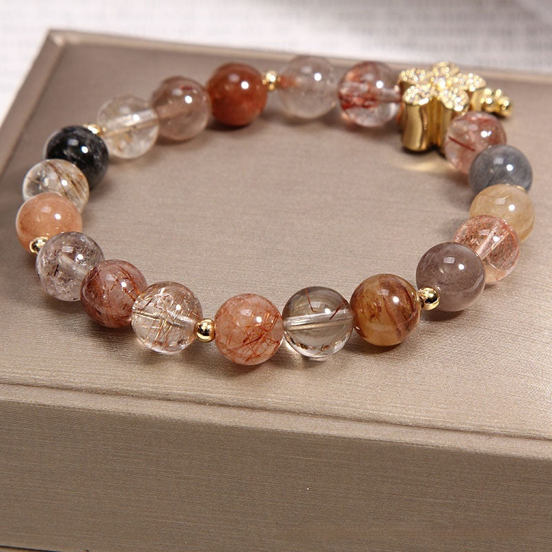 Gold Rutilated Quartz Bracelet Money Drawing And Luck Changing Business Prosperity Natural Crystal