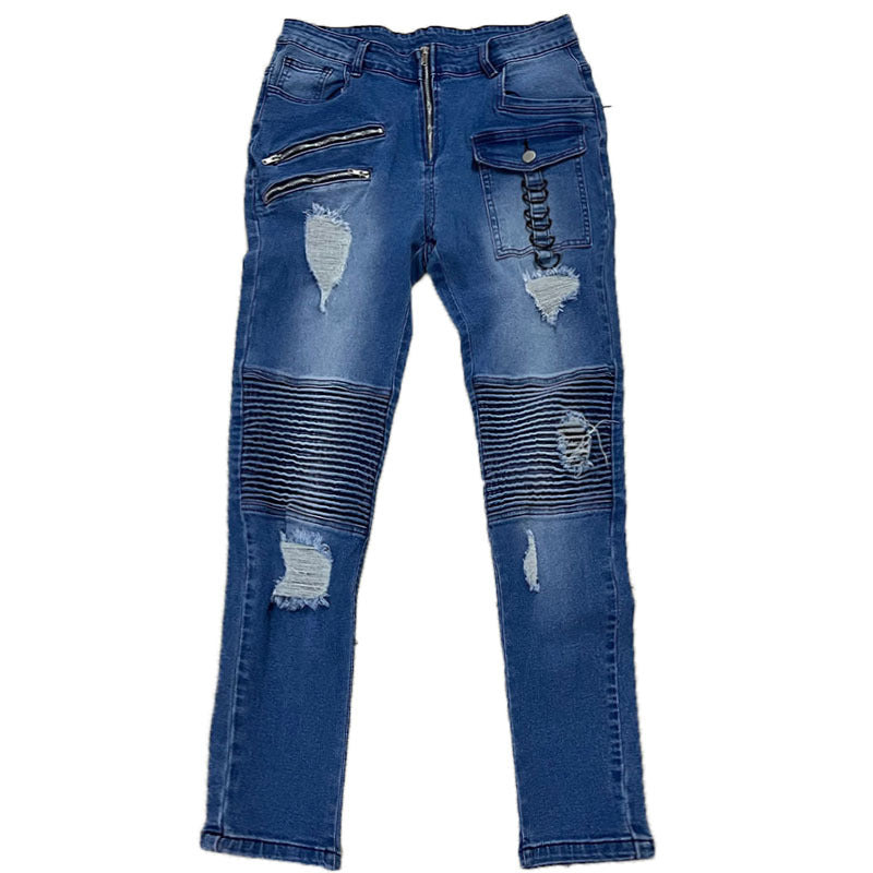 New Men's Jeans Zipper Heavy Industry Locomotive