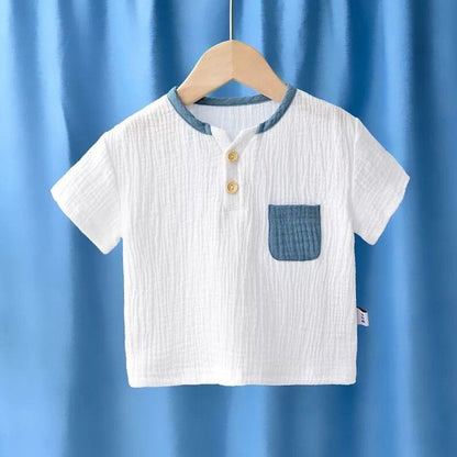 Children's Breathable Half Sleeve Cotton And Linen Top T-shirt