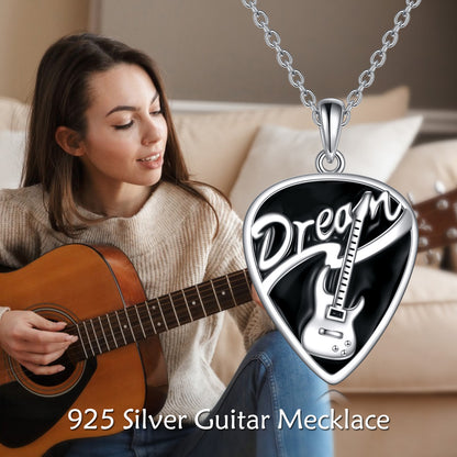 Sterling Silver Music Guitar Pick Pendant Necklace Jewelry Gifts for Women