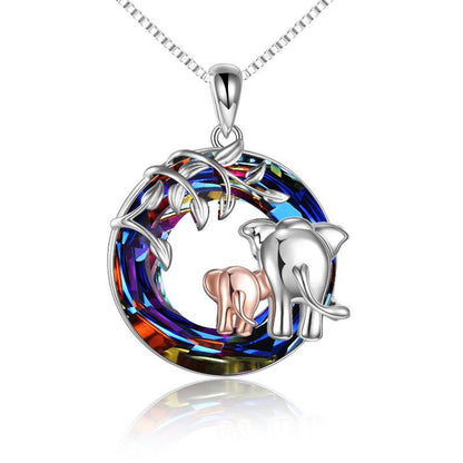 Elephant Necklace with Crystal Jewelry Gifts for Women Sterling Silver