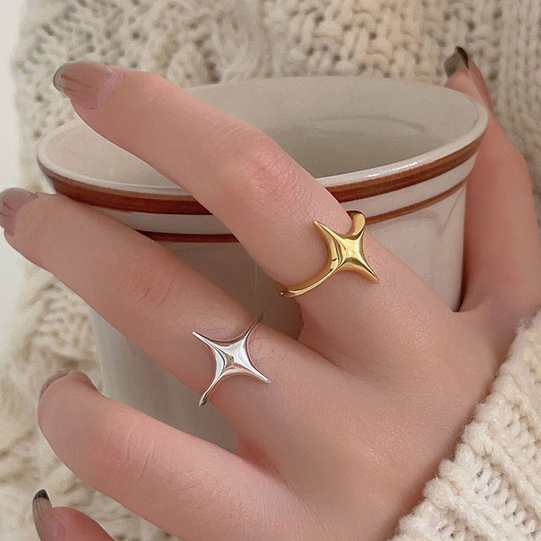 Simple 925 Sterling Silver Star Ring Personality