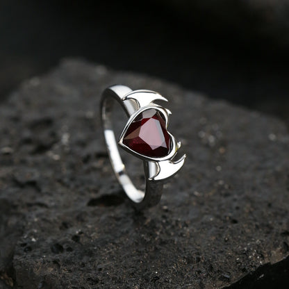 Heart-shaped Bat-shaped Silver Simple Fashion Ring