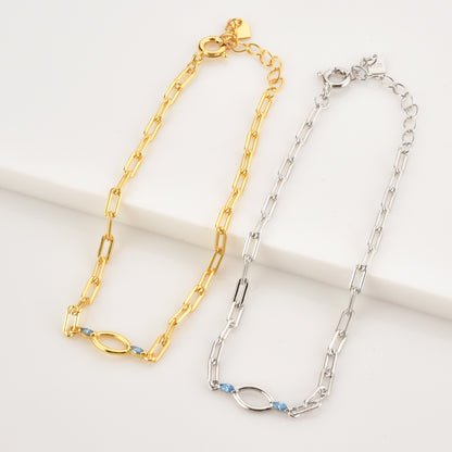 Rectangular Chain Horse Eye Long Bracelet