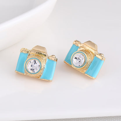 Metal Simple Mini Camera Temperament Ear Studs