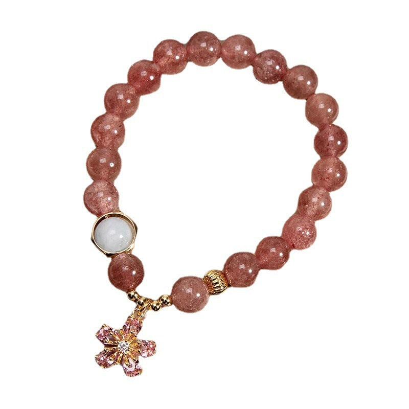 Ethnic Style Lucky Natural Strawberry Quartz Beaded Bracelet