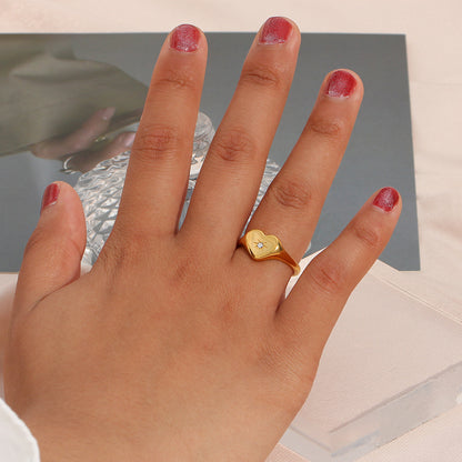 Fashionable And Personalized Popular Peach Heart North Star Ring