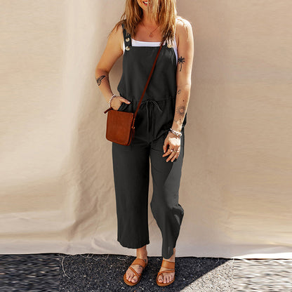 Solid Color Camisole Jumpsuit Loose Sleeveless