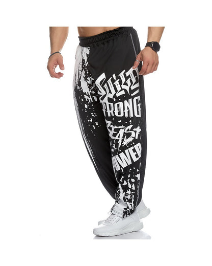 Men's Sports Workout Casual Loose Quick Dry Printed Trousers