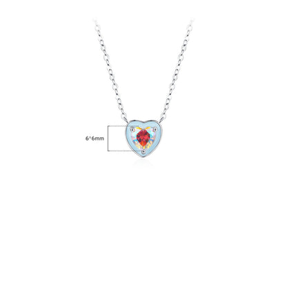 Sterling Silver Epoxy Heart-shaped Gradient Necklace