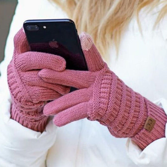 European And American Wool Knitted Turn-over Labeling Touch Screen Gloves