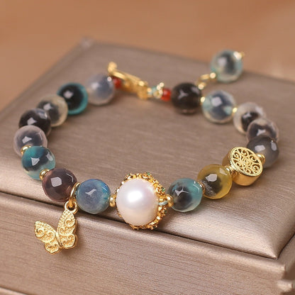 Ethnic Style Natural Heart Agate Bracelet