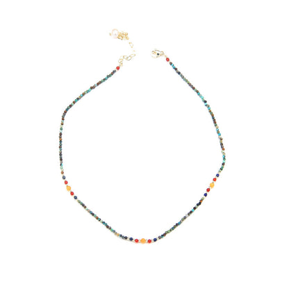 New Cute Simple Broken Silver Necklace Natural Pearl Pendant Colourful Beads Collarbone Chain Women's Accessories