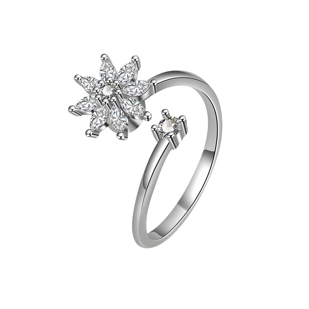 S925 Silver Snowflake Spinning Ring