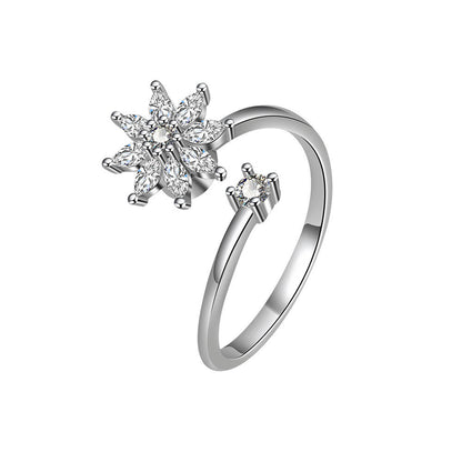 S925 Silver Snowflake Spinning Ring