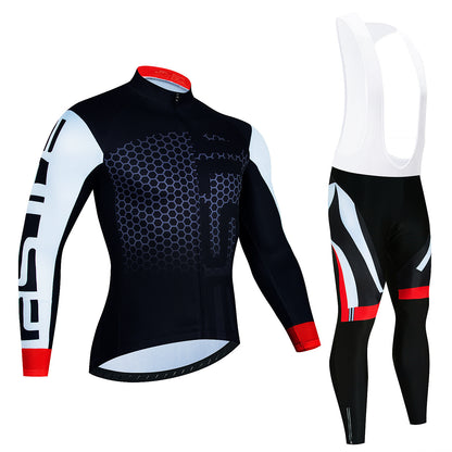 Spring And Autumn Cycling Clothing Long-sleeve Suit Top And Trousers Men's Sweat-wicking Breathable