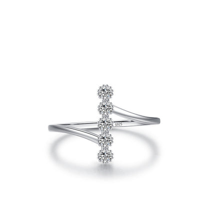 Sterling Silver Inlaid Zircon Ring For Women