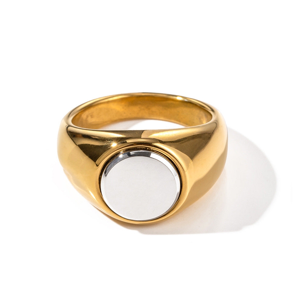 18K Gold Plated White Shell Stainless Steel Ring