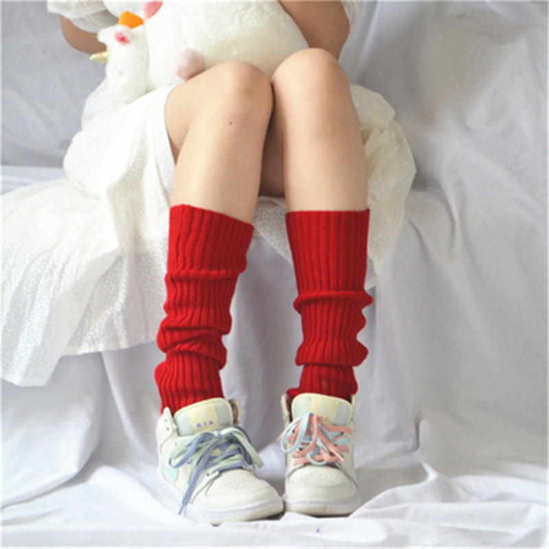 Candy Color Japanese Solid Color Bunching Socks