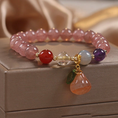 I Special-interest Design Lucky Attracting Male Natural Strawberry Quartz Beaded Bracelet