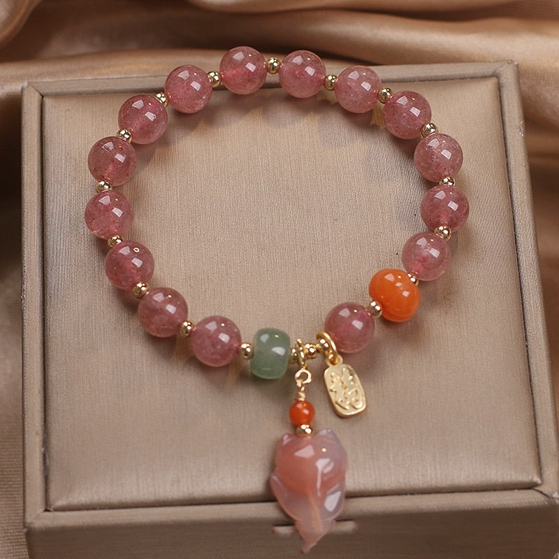 Attracting Male Transfer Natural Strawberry Quartz Bracelet