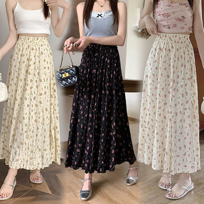 Summer Women's Floral Pleated Skirt