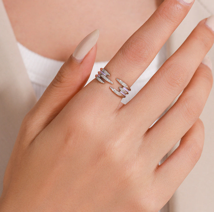S925 Silver High-grade Enamel Open Ring Personalized Ins Style Stackable