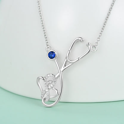 925 Sterling Silver Stethoscope Nurse Necklace