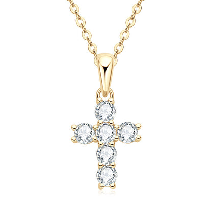 Ins Cross Diamond Necklace French Retro 925 Silver Pendant