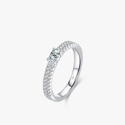 Ins Style Elegant Light Luxury Double Layer Gang Drill Diamond-studded Ring Female S925 Silver High Sense