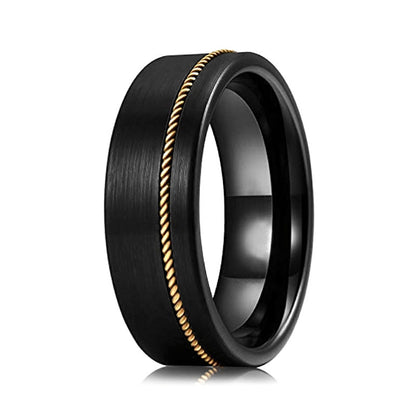 8mm Tungsten Steel Flat Electric Black Ring