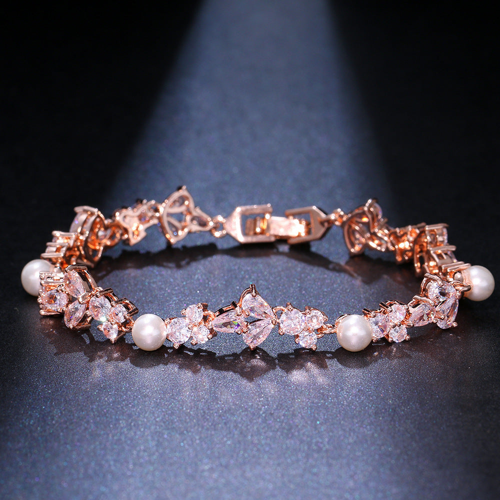 European And American Affordable Luxury Fashion Pearl Zircon Bracelet