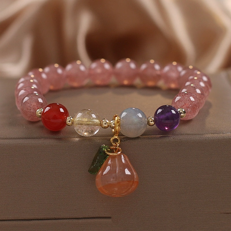 I Special-interest Design Lucky Attracting Male Natural Strawberry Quartz Beaded Bracelet