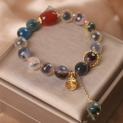 High-grade Natural Sugar Heart Agate Bracelet Women's Light Luxury