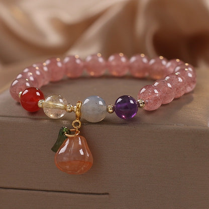 I Special-interest Design Lucky Attracting Male Natural Strawberry Quartz Beaded Bracelet