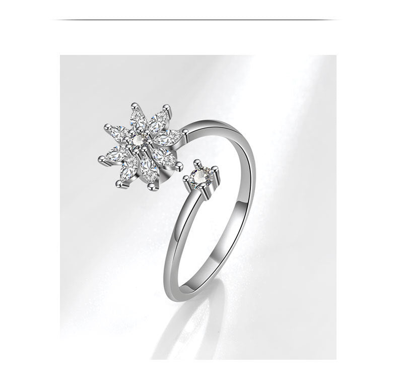 S925 Silver Snowflake Spinning Ring
