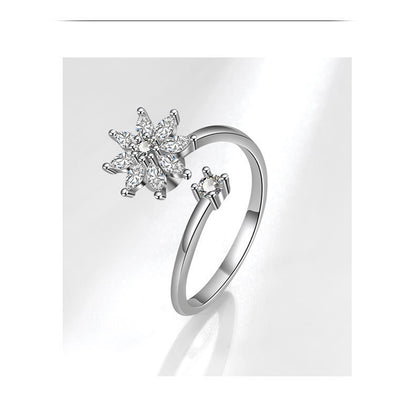 S925 Silver Snowflake Spinning Ring